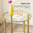 Round Side Table - Two-Tier Design - Tempered Glass - Hazelnut Brown and Gold