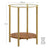 Round Side Table - Two-Tier Design - Tempered Glass - Hazelnut Brown and Gold