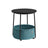 Round End Table - Wood - Black with Wood Grain and Dark Turquoise