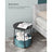Round End Table - Wood - Black with Wood Grain and Dark Turquoise