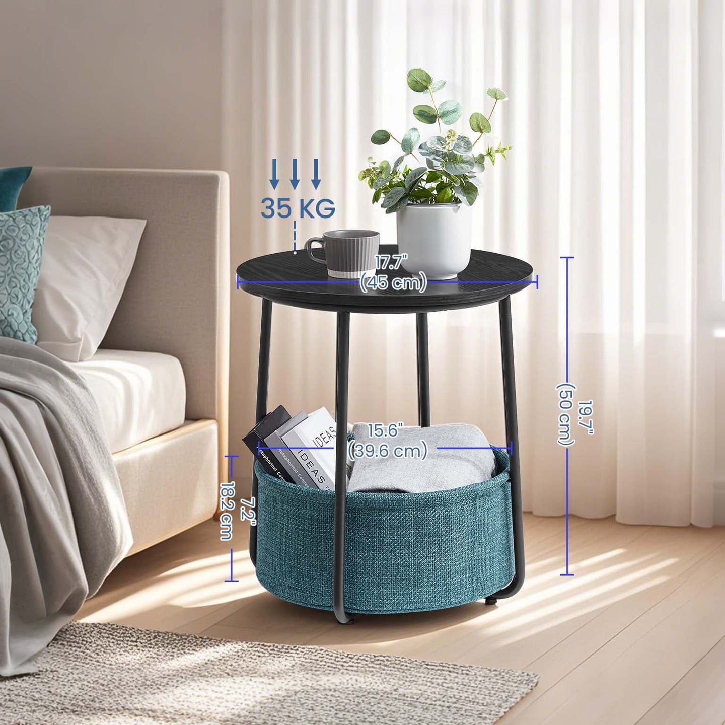 Round Side Table - Wood - Ebony Black