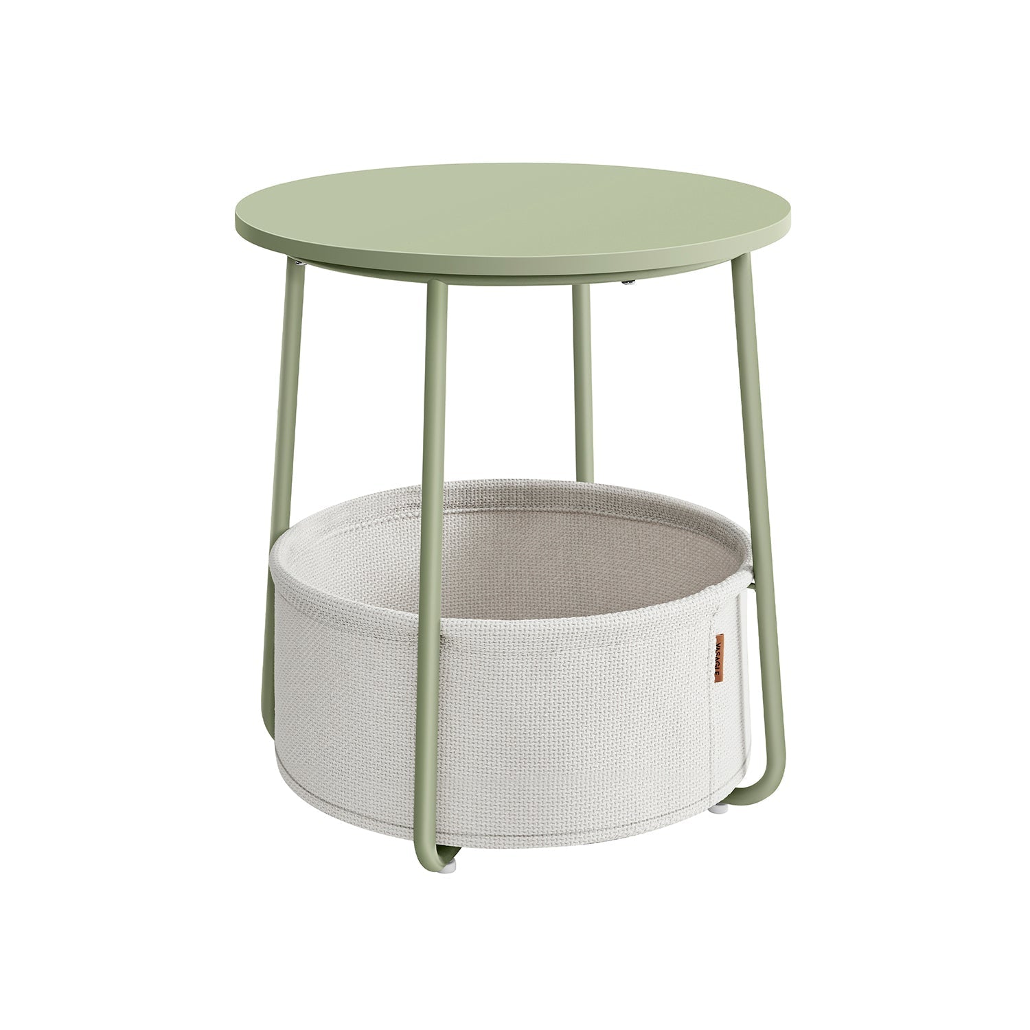 Round Side Table - Fabric - Laurel Green - Spacious with Basket