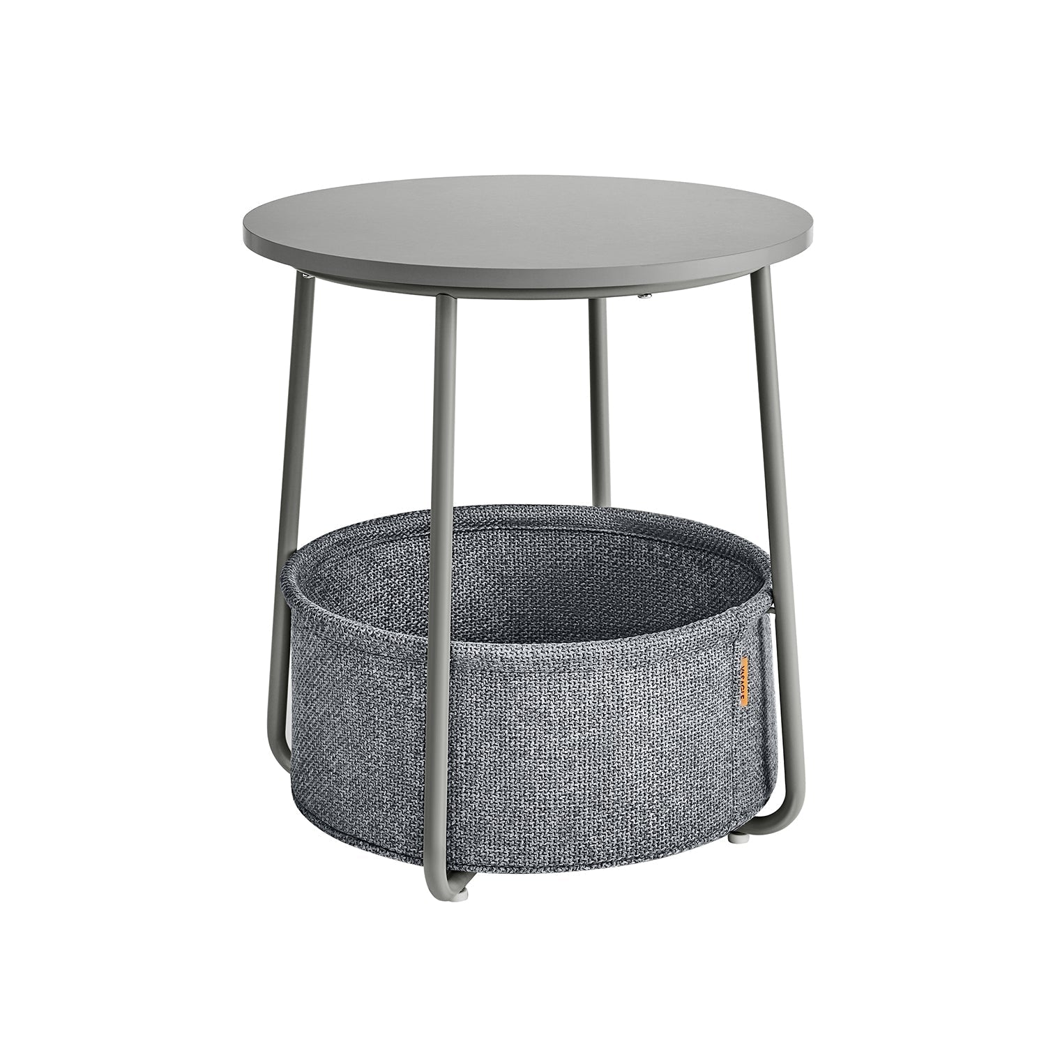 Round Side Table - Wood - Dove Grey and Slate Grey - Includes Fabric Basket