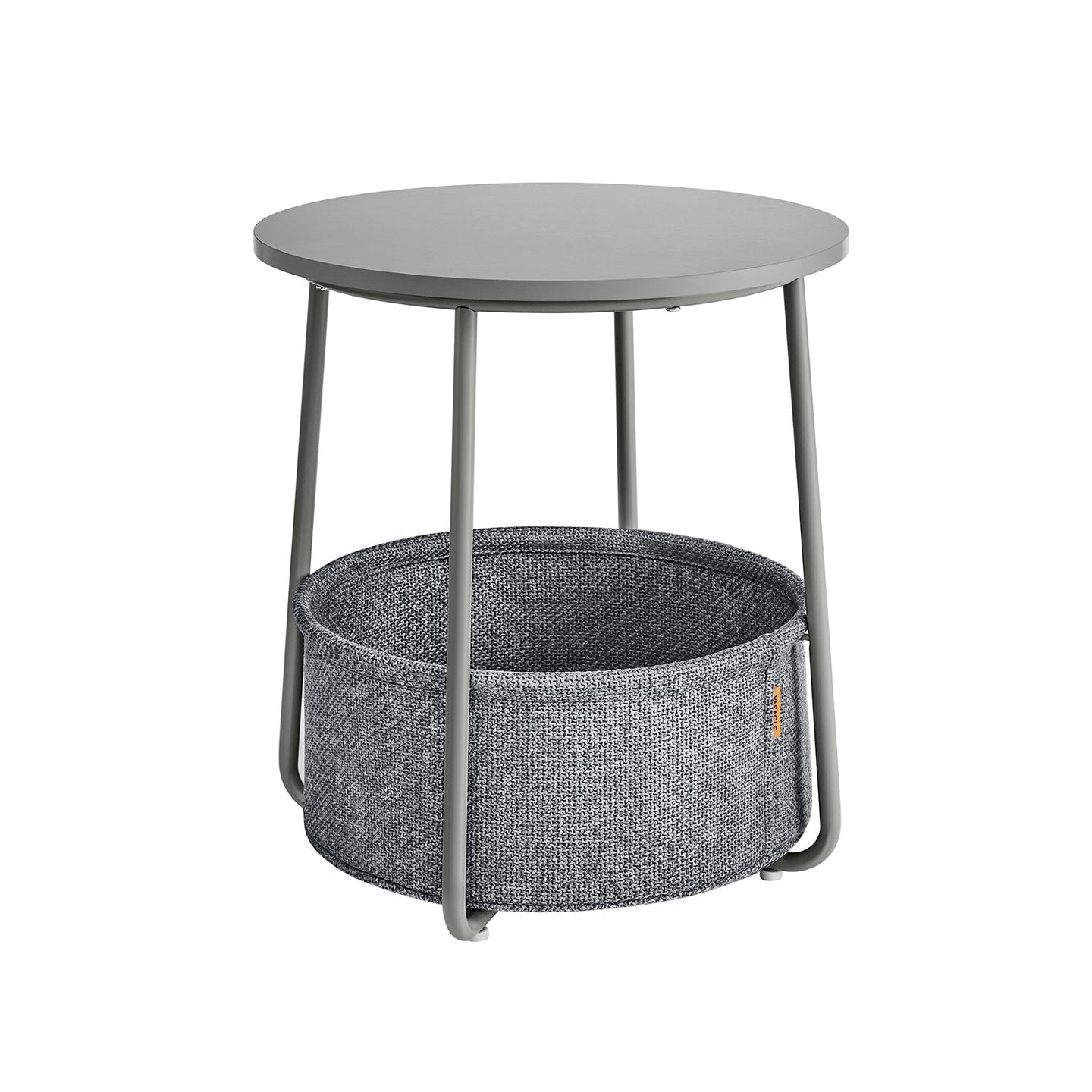 Round Side Table - Wood - Dove Grey and Slate Grey - Includes Fabric Basket