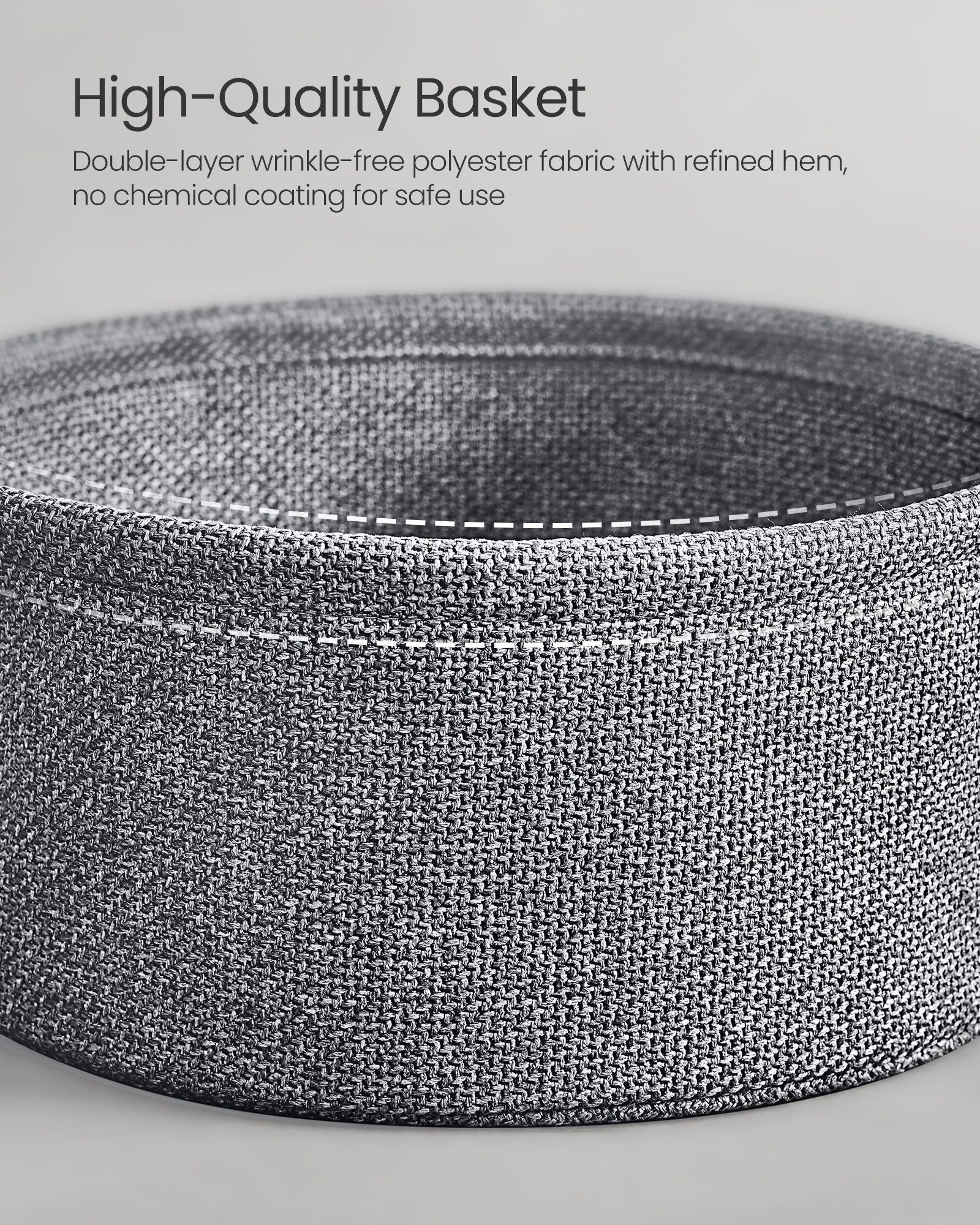 Round Side Table - Wood - Dove Grey and Slate Grey - Includes Fabric Basket