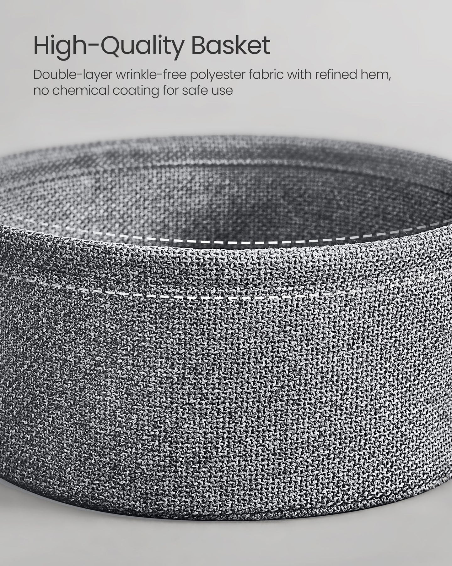 Round Side Table - Wood - Dove Grey and Slate Grey - Includes Fabric Basket