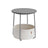 Round End Table - Wood - Black with Wood Grain and Dark Turquoise