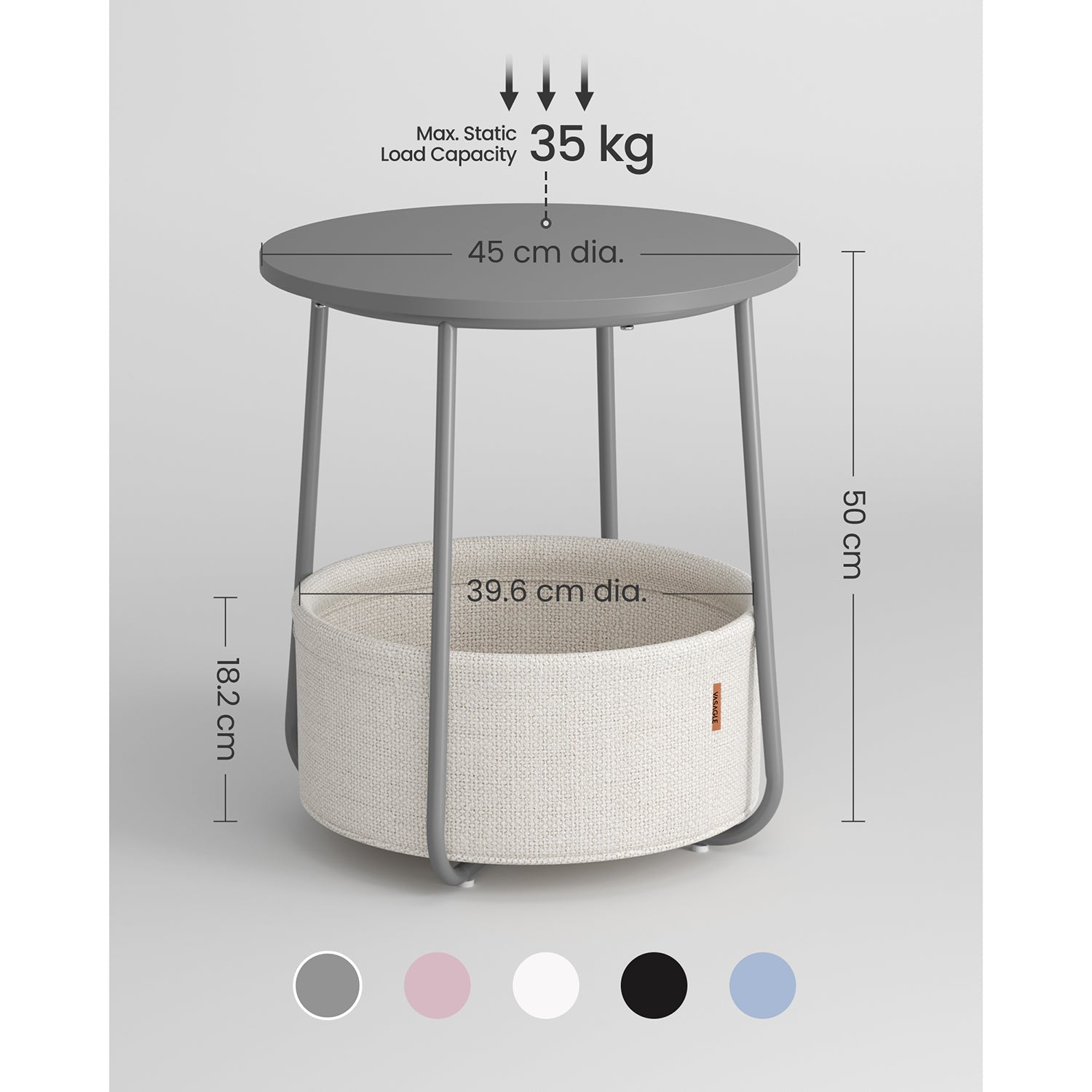 Round End Table - Wood - Black with Wood Grain and Dark Turquoise
