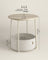 Round Side Table - Wood - Cream White - Spacious Design with Basket