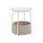 Round Side Table - Wood with Fabric Basket - Black and Dark Turquoise - Spacious