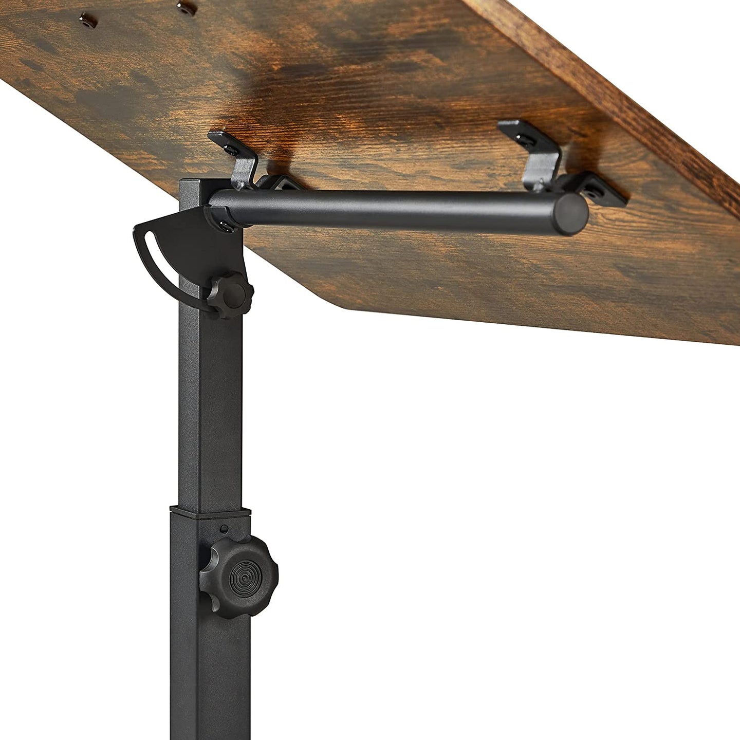 Industrial Laptop Table - Wood - Rustic Brown and Black - Adjustable Height with Tilting Top