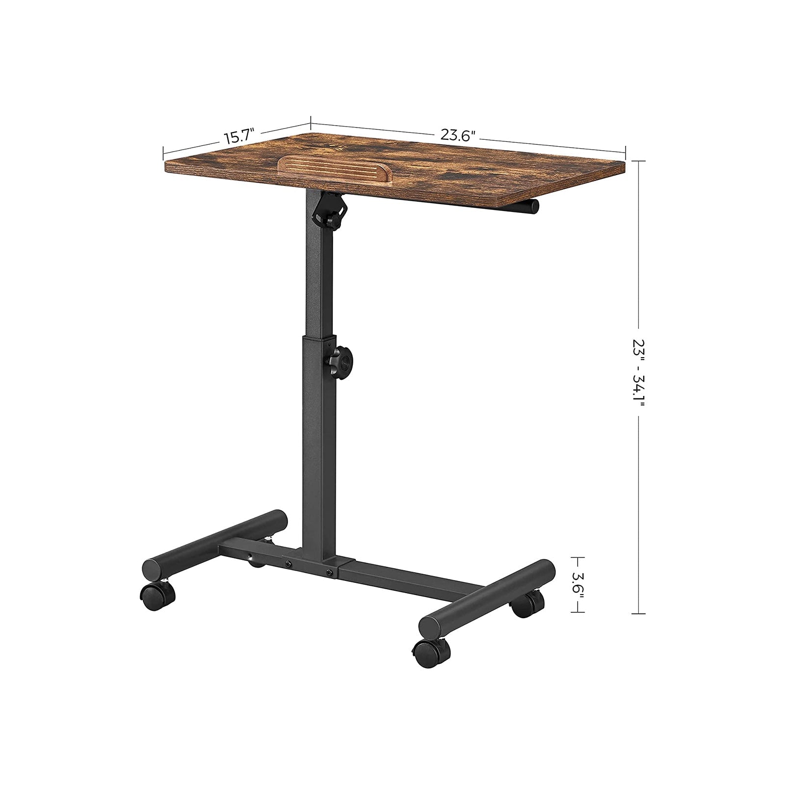 Industrial Laptop Table - Wood - Rustic Brown and Black - Adjustable Height with Tilting Top