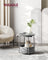 Round Side Table - Wood - Grey - With Fabric Basket and Charging Station