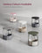 Round Side Table - Wood - Grey - With Fabric Basket and Charging Station