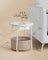 Side Table - Matte White - Round with Power Outlets and USB Ports