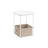 Square Side Table - With Fabric Basket - White and Camel Brown - Matte Finish