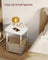 Square Side Table - With Fabric Basket - White and Camel Brown - Matte Finish