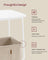 Square Side Table - With Fabric Basket - White and Camel Brown - Matte Finish