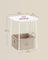 Square Side Table - With Fabric Basket - White and Camel Brown - Matte Finish