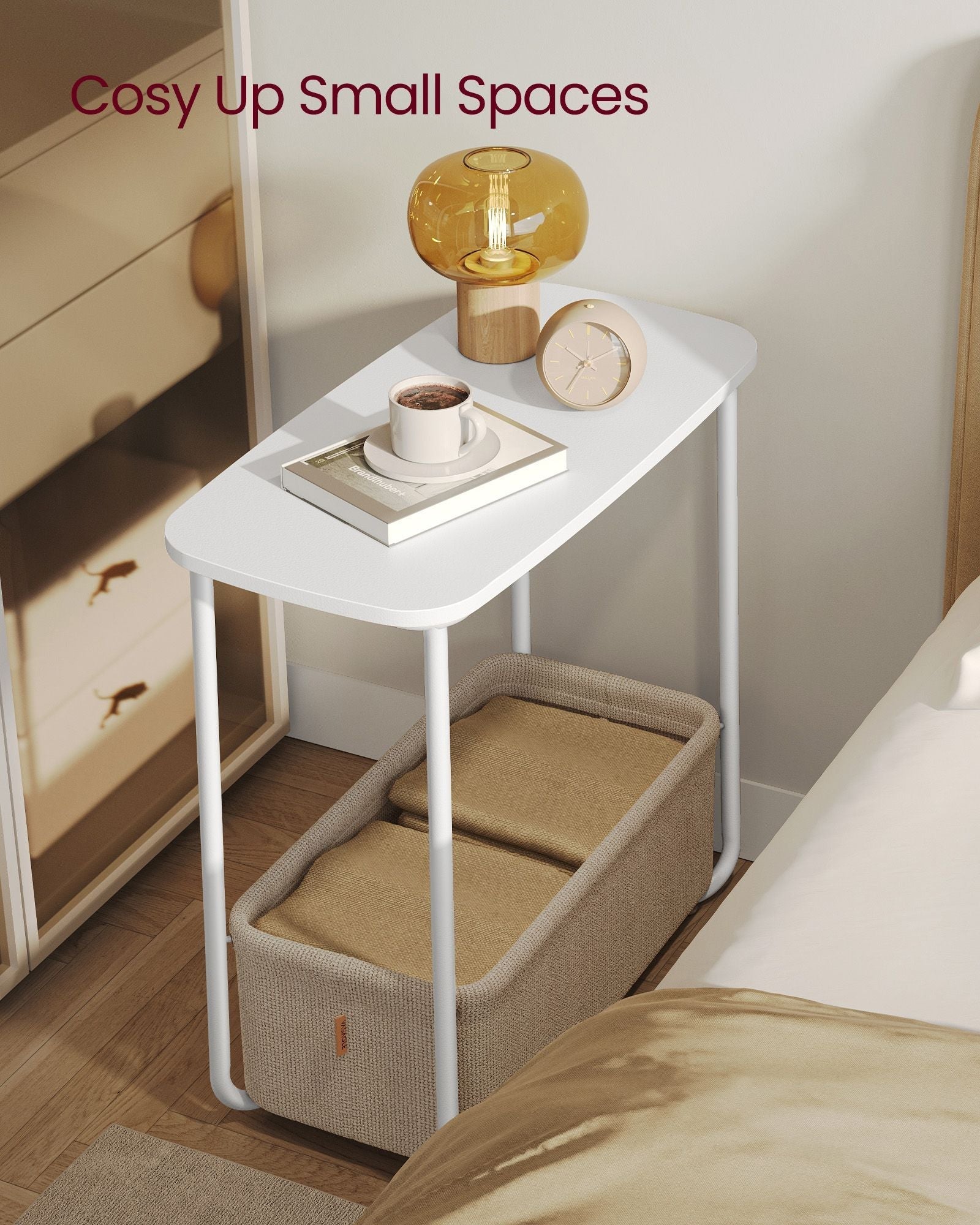 Rectangular Side Table - Wood - Matte White