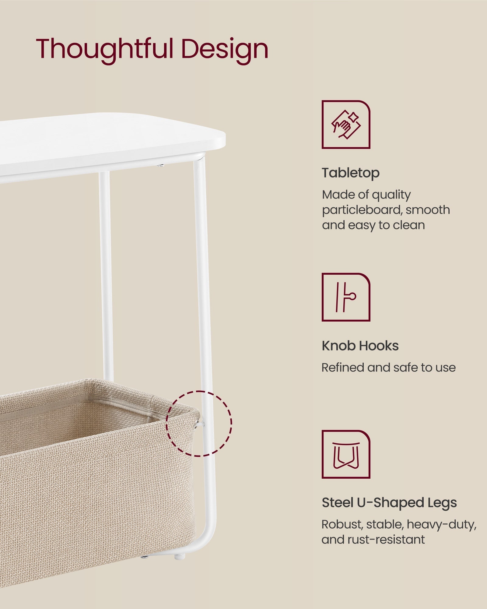 Rectangular Side Table - Wood - Matte White