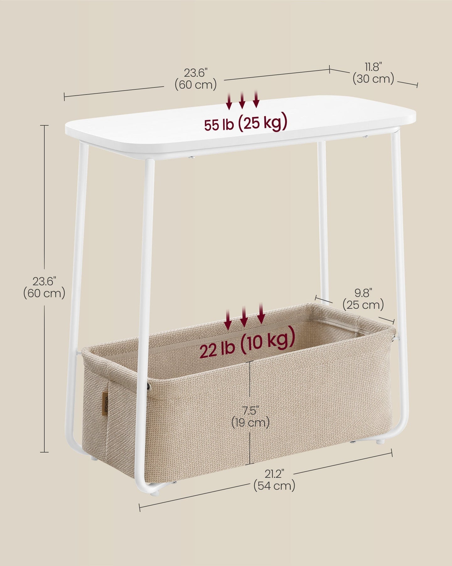 Rectangular Side Table - Wood - Matte White