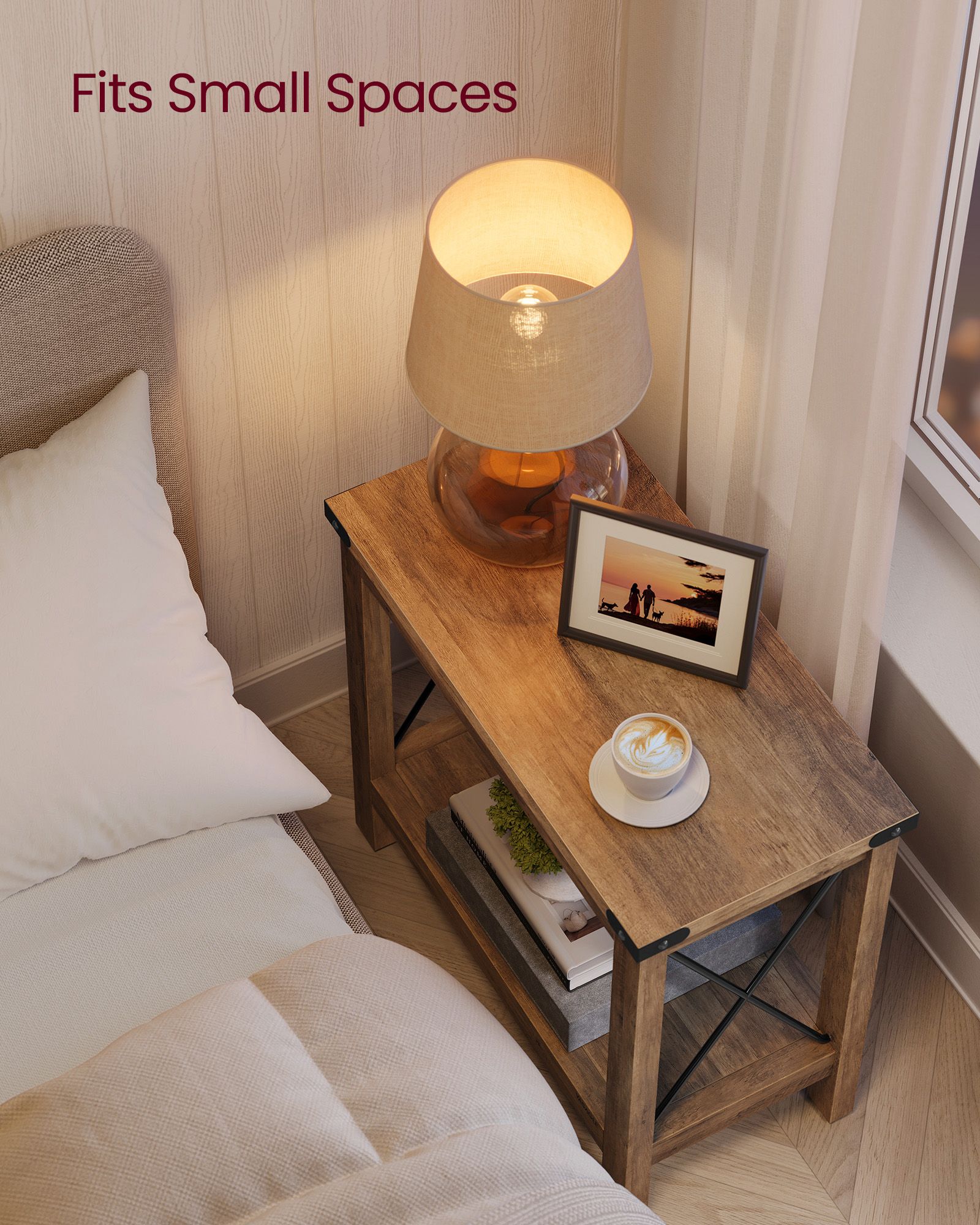 2-Tier Side Table - Wood - Honey Brown