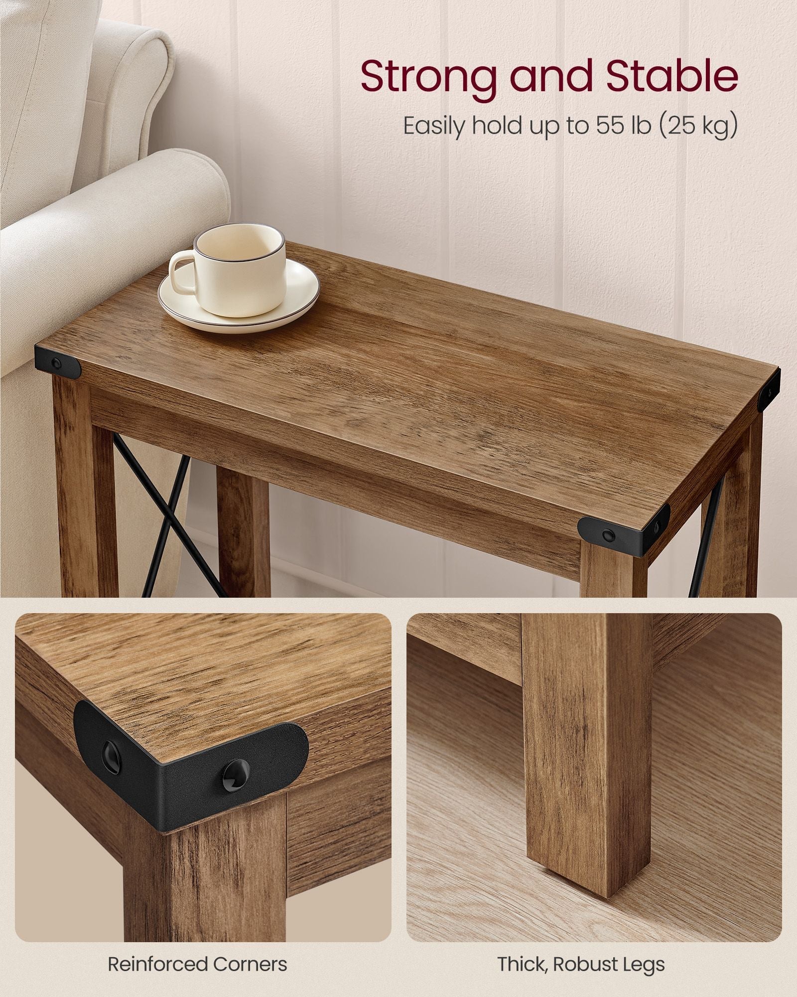 2-Tier Side Table - Wood - Honey Brown