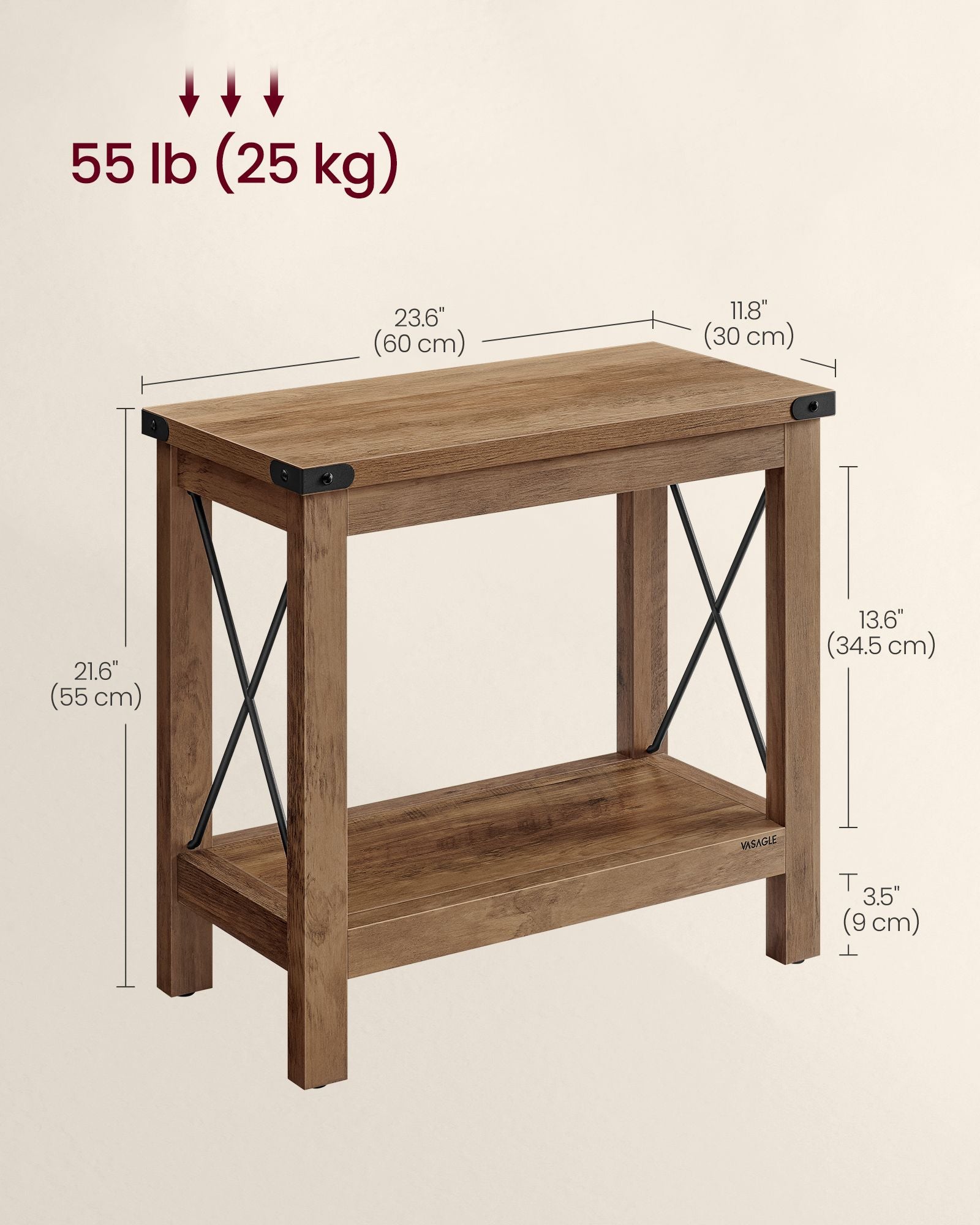 2-Tier Side Table - Wood - Honey Brown