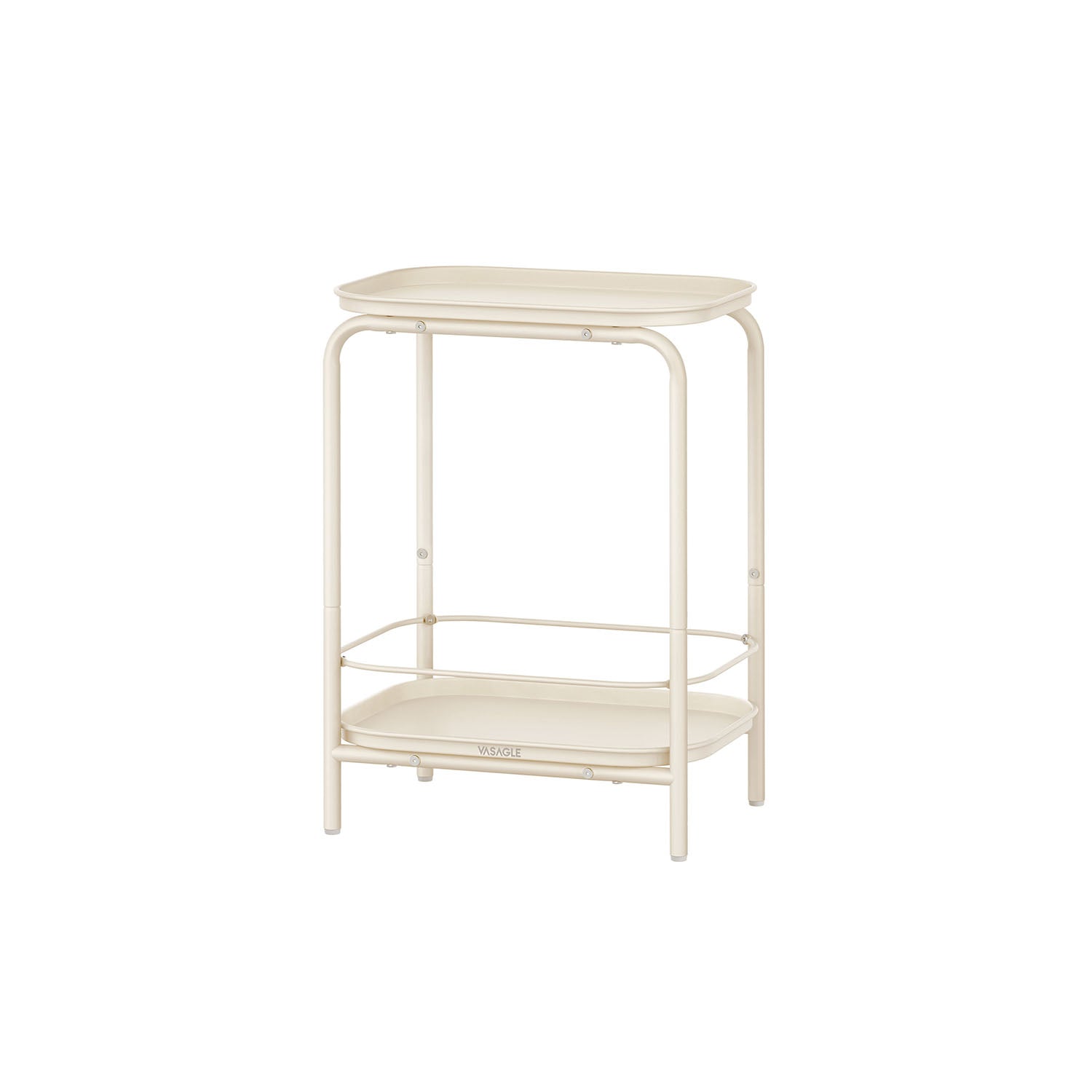 2-Tier Metal Side Table - Metal - Cream White - Tray Surface