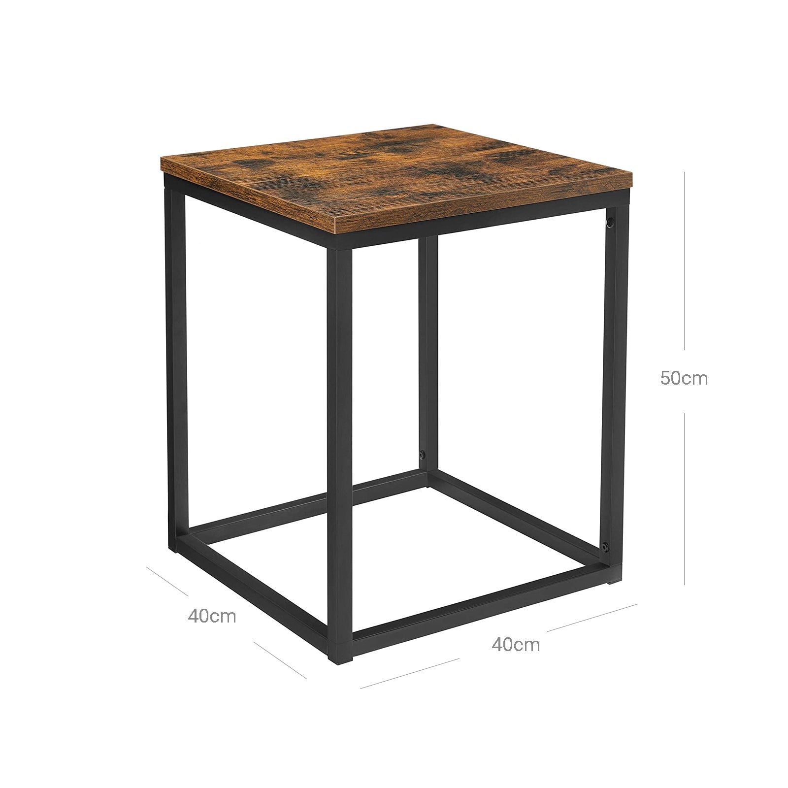 Side Table - Steel - Rustic Brown and Black
