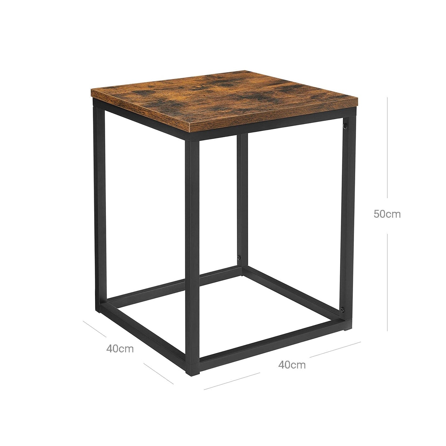 Side Table - Steel - Rustic Brown and Black