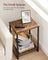 Industrial Side Table - Steel Frame - Rustic Brown - Multi-Use with Storage Shelf