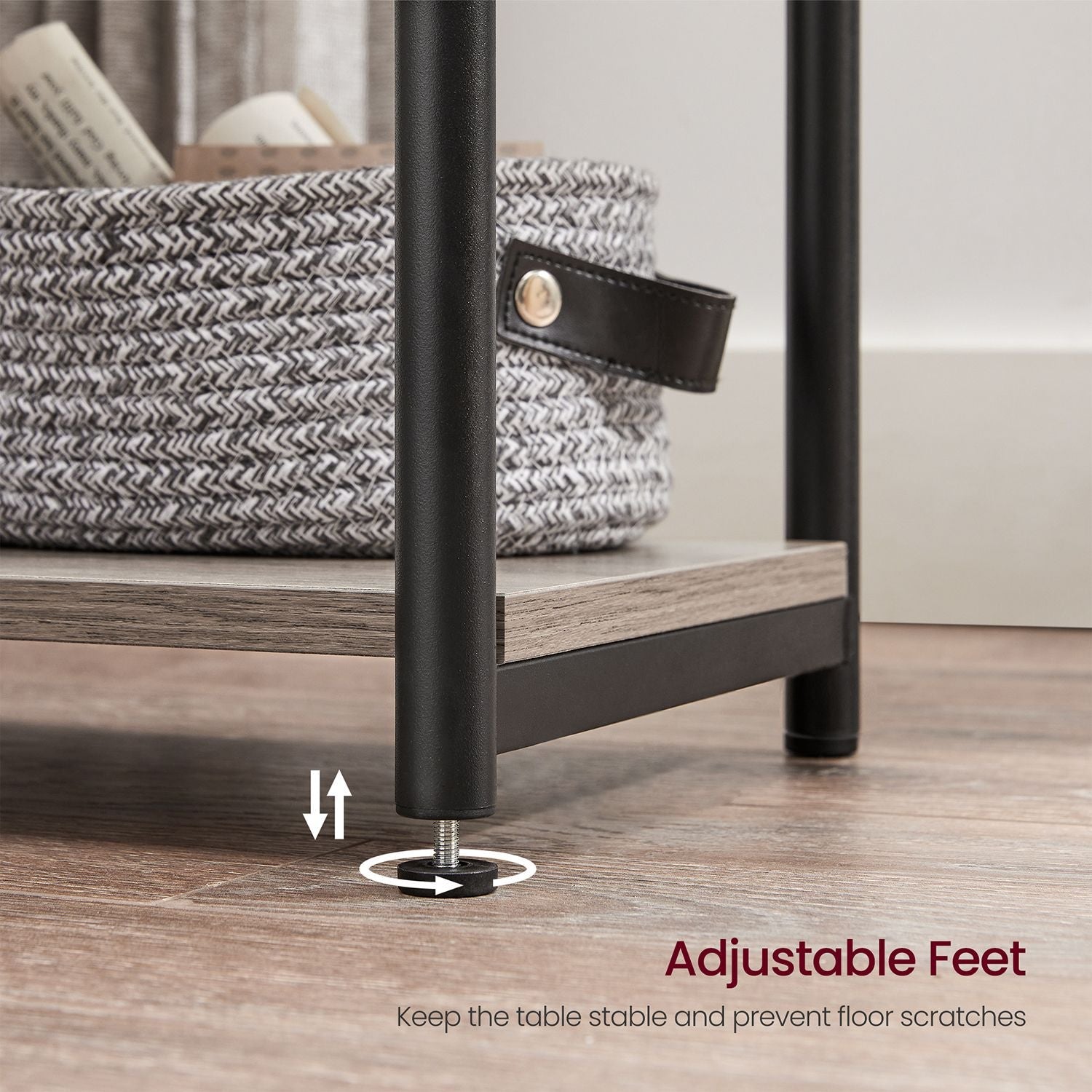2-Tier End Table - Steel - Industrial Gray - With Storage Shelf