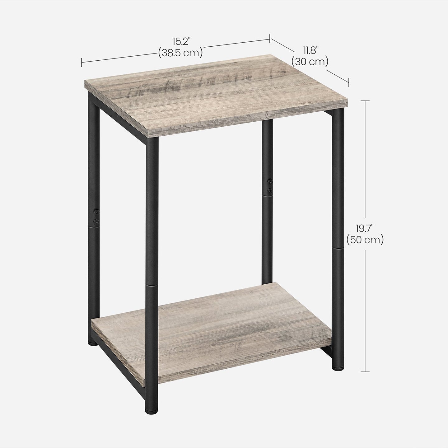 2-Tier End Table - Steel - Industrial Gray - With Storage Shelf