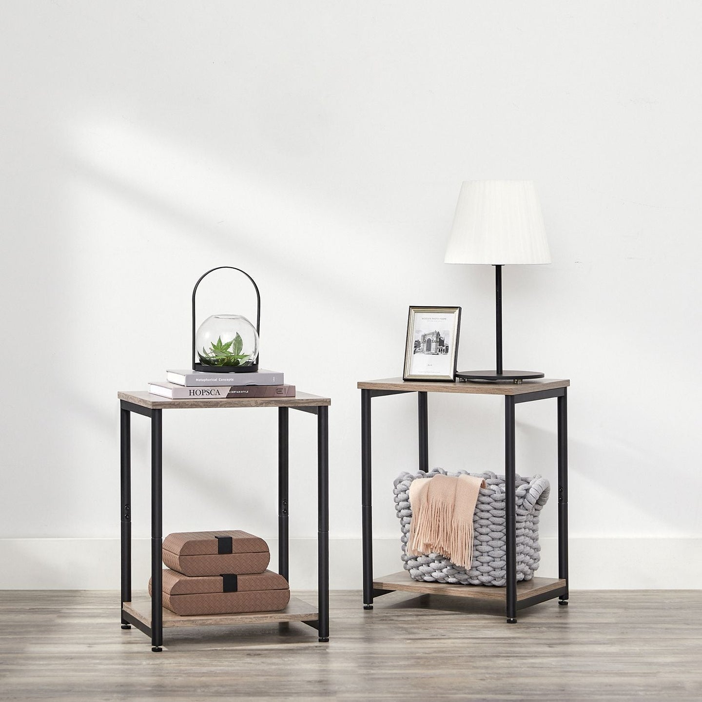 2-Tier End Table - Steel - Industrial Gray - With Storage Shelf