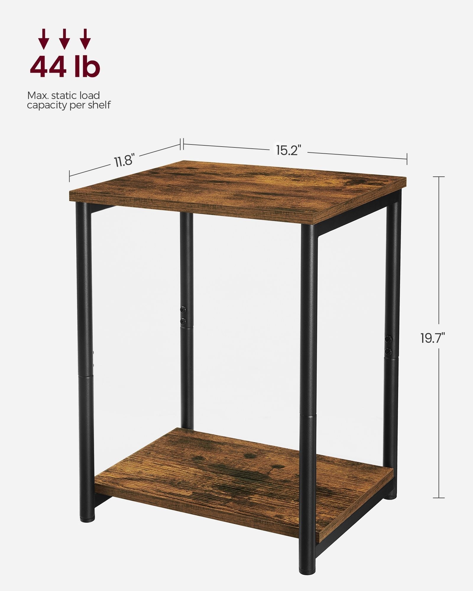 2-Tier End Table - Set of 2 - Steel