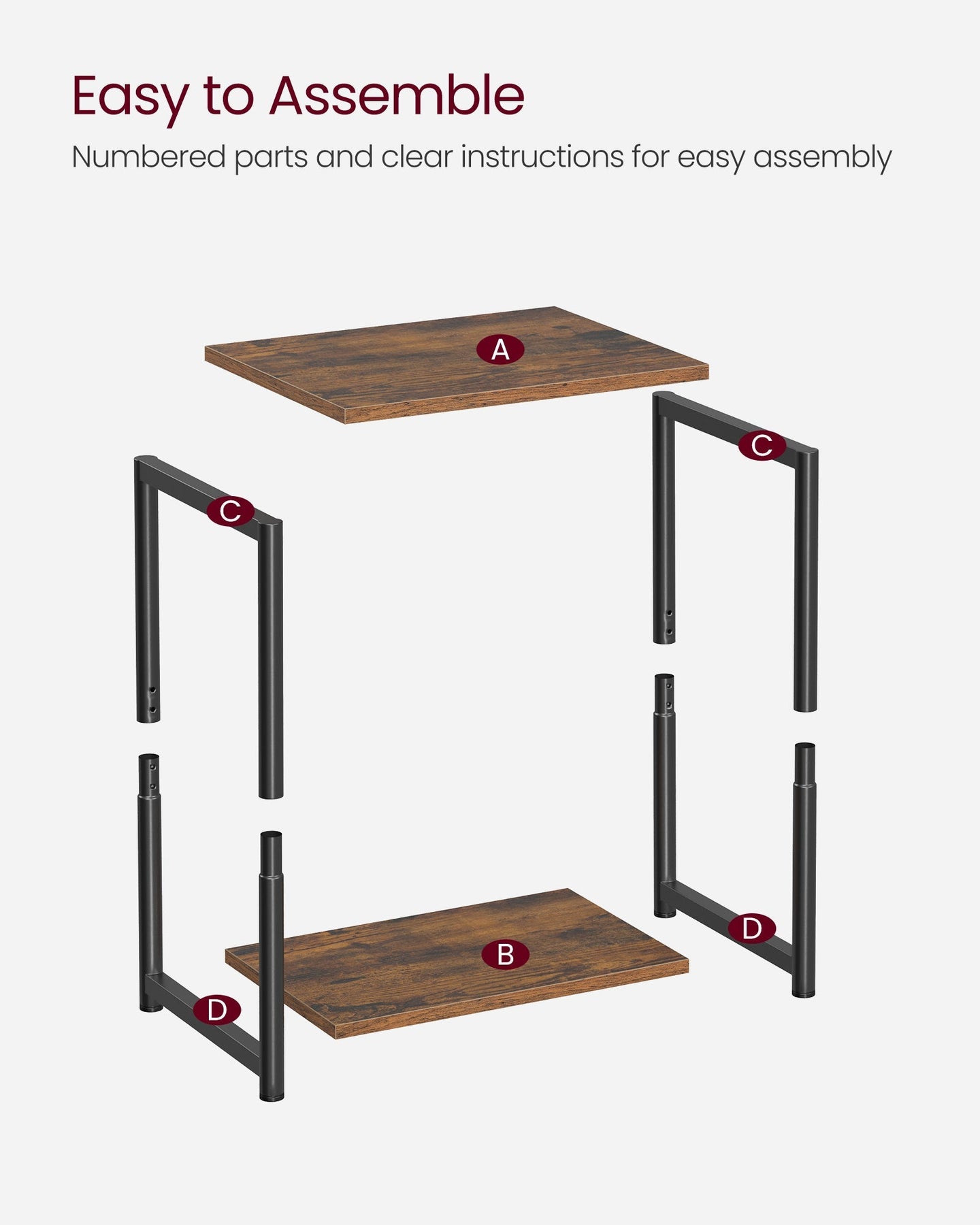 2-Tier End Table - Set of 2 - Steel