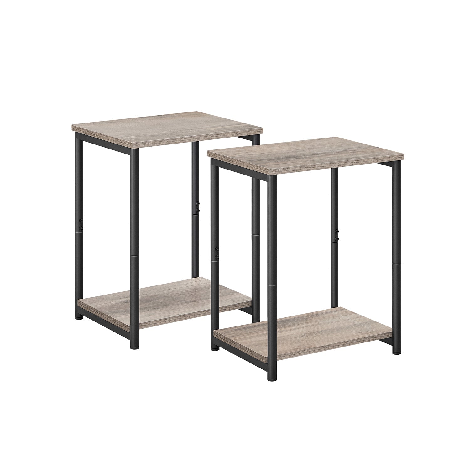 2-Tier End Table - Set of 2 - Steel Frame - Multi-Purpose Use