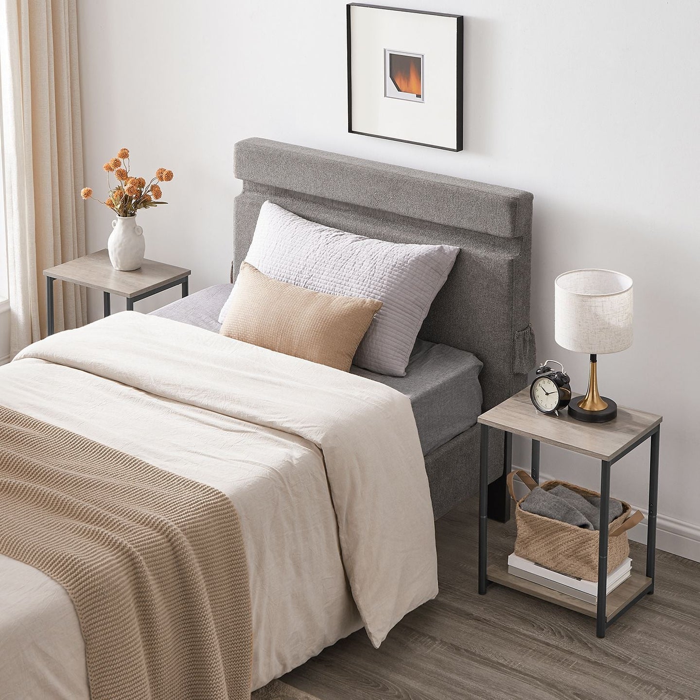 2-Tier End Table - Set of 2 - Steel Frame - Multi-Purpose Use