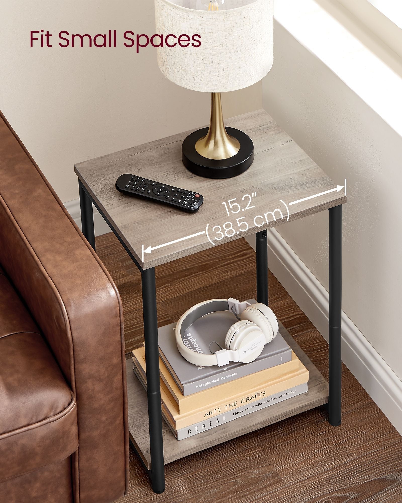 2-Tier End Table - Set of 2 - Steel Frame - Multi-Purpose Use