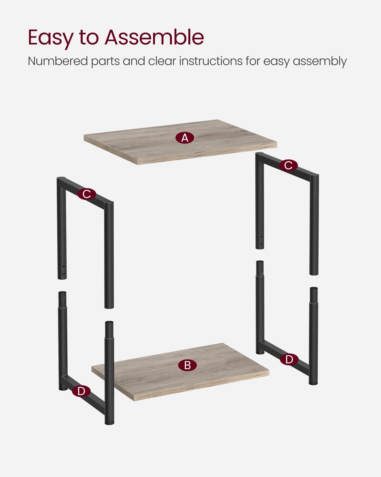 2-Tier End Table - Set of 2 - Steel Frame - Multi-Purpose Use