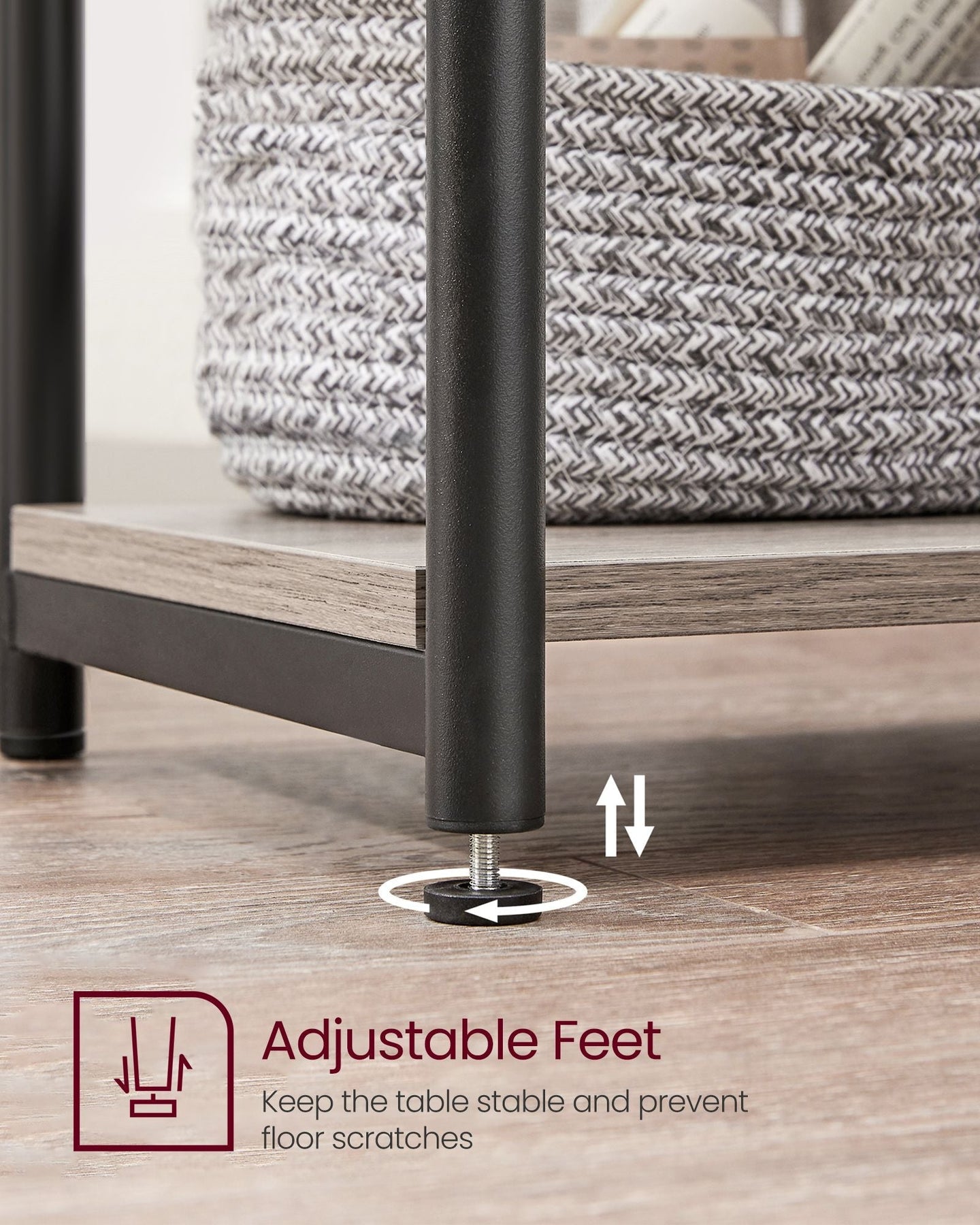 2-Tier End Table - Set of 2 - Steel Frame - Multi-Purpose Use