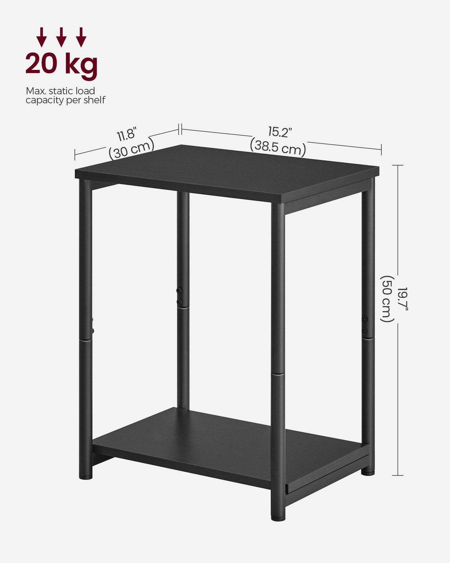 2-Tier End Table - Set of 2 - Steel Frame