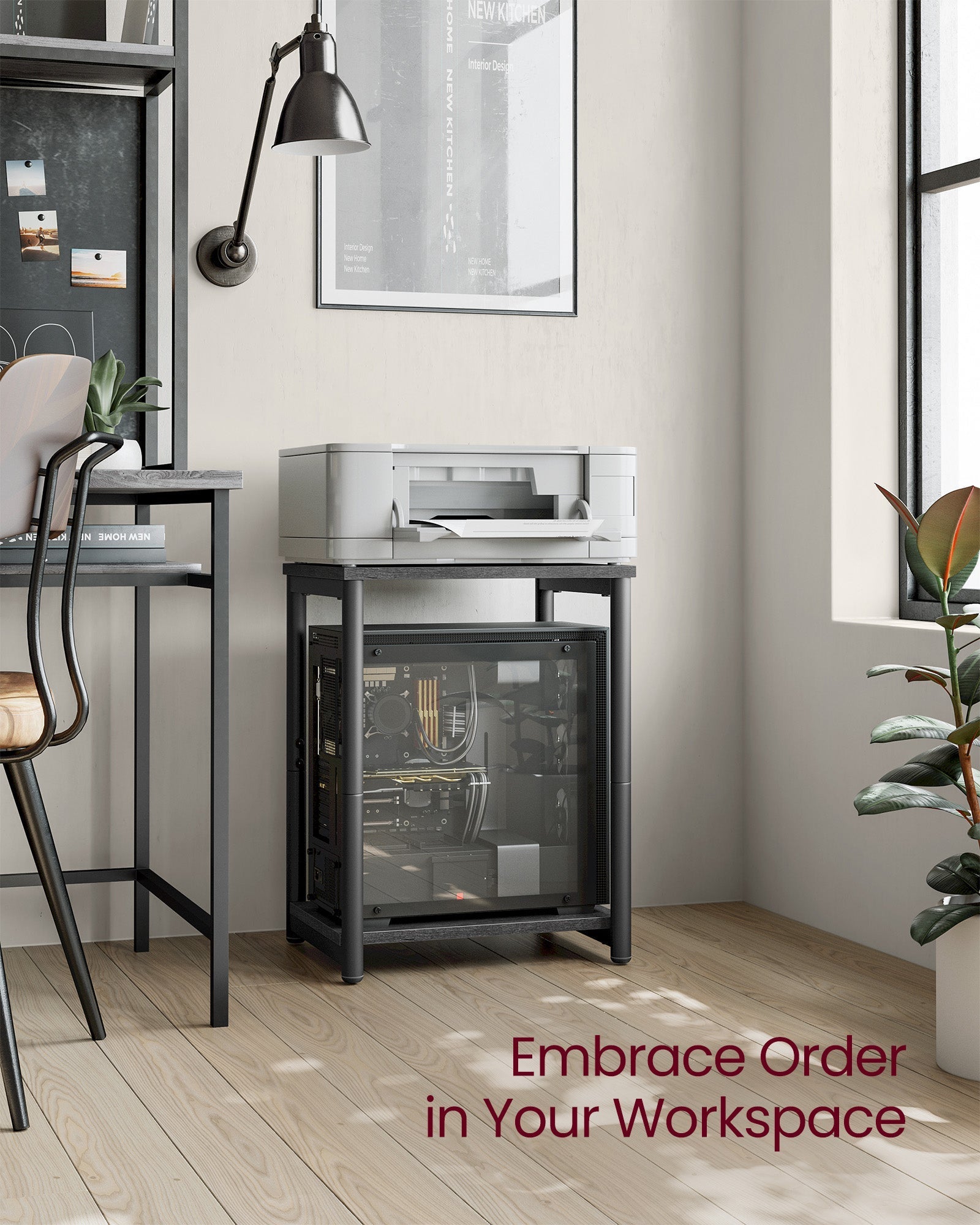 Set of 2 Side Tables - 2-Tier Industrial Style - Steel - Misty Grey - Timeless Color Options