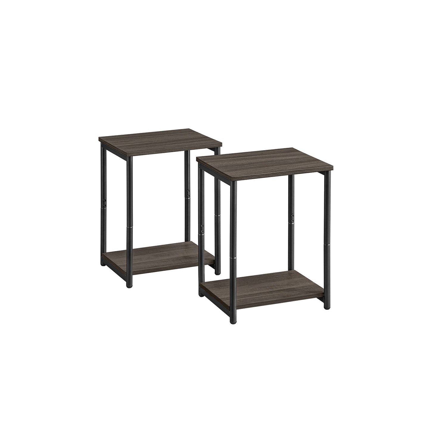 2-Tier Side Tables - Steel Frame - Chestnut Brown - Timeless Color Options