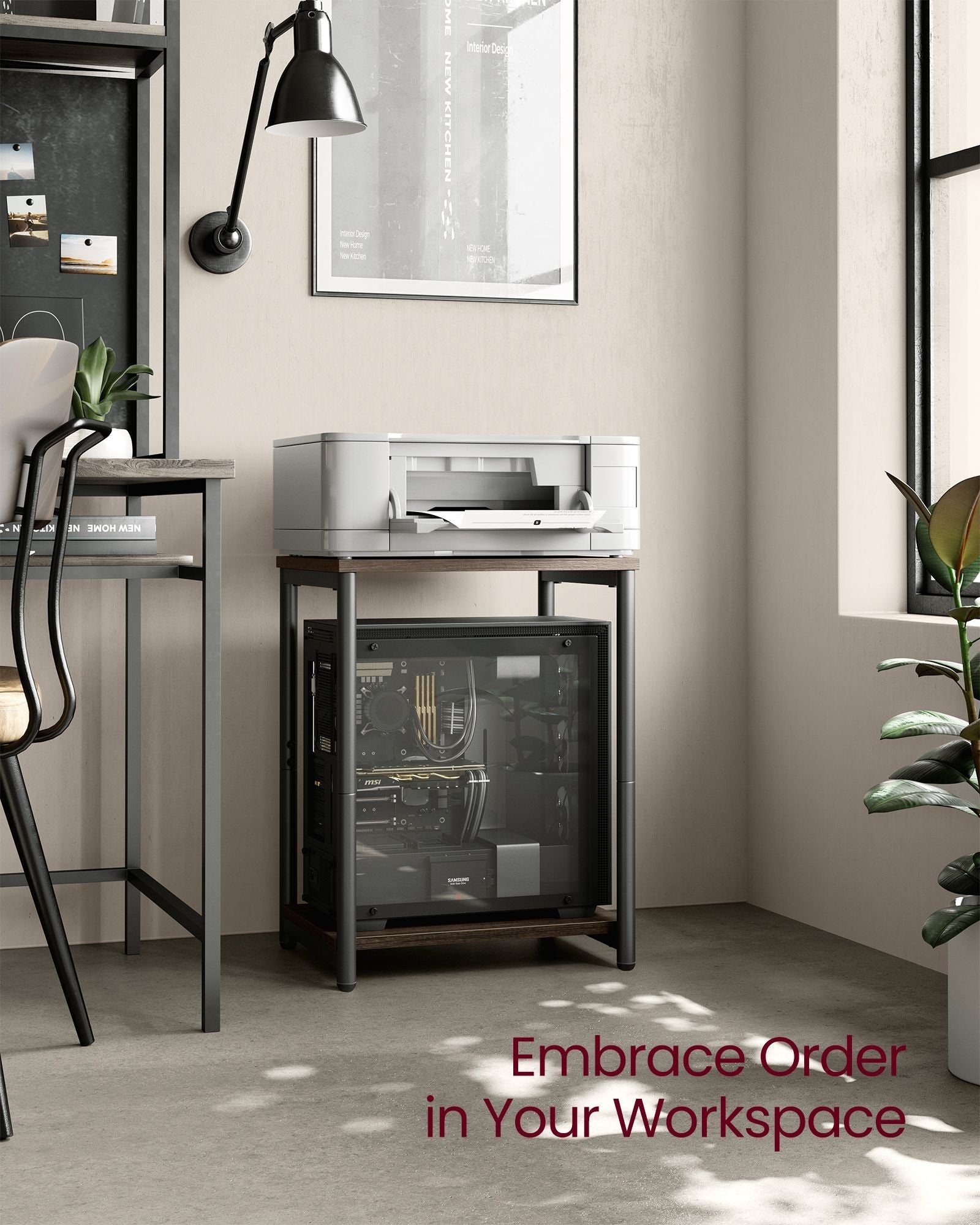 2-Tier Side Tables - Steel Frame - Chestnut Brown - Timeless Color Options