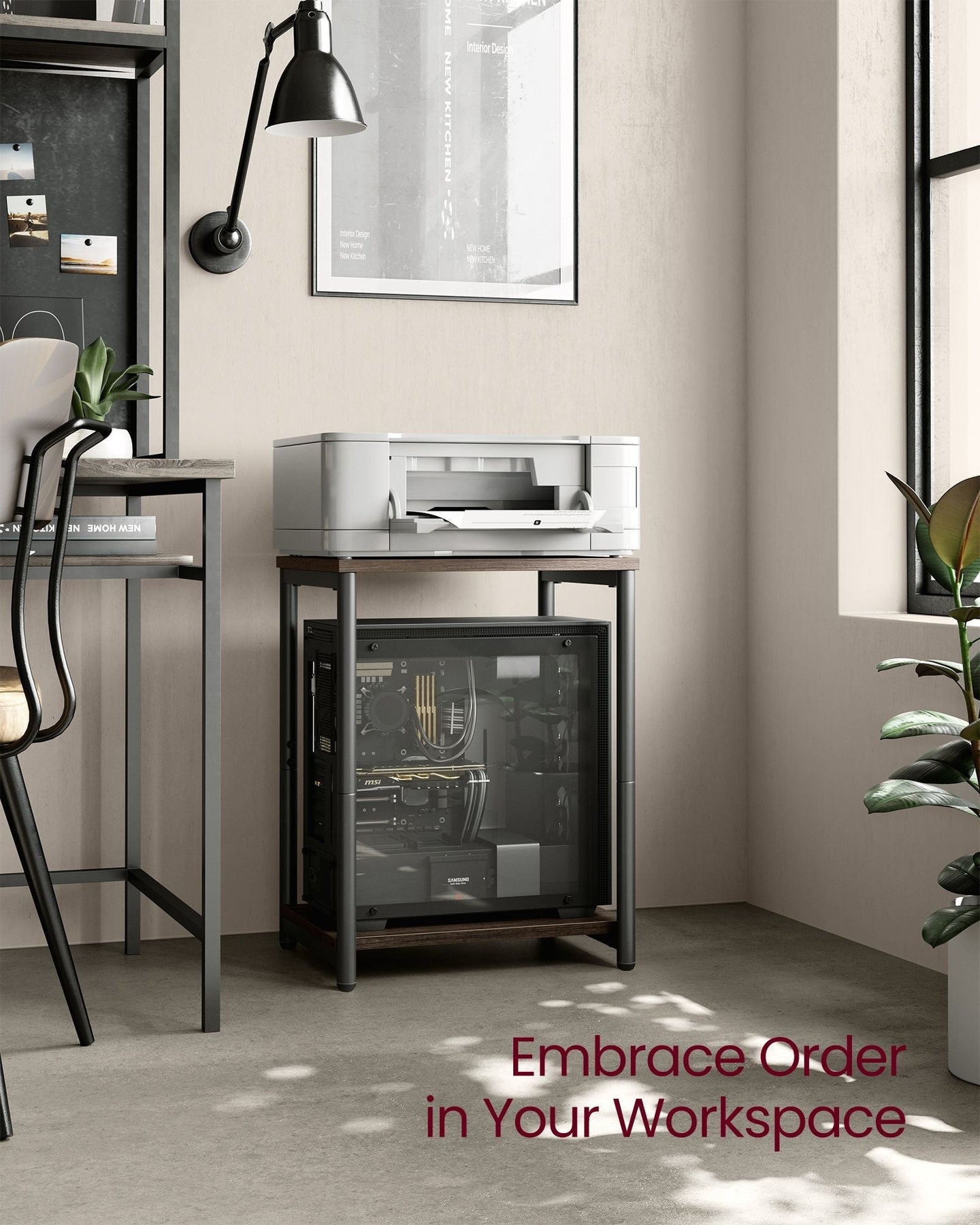 2-Tier Side Tables - Steel Frame - Chestnut Brown - Timeless Color Options