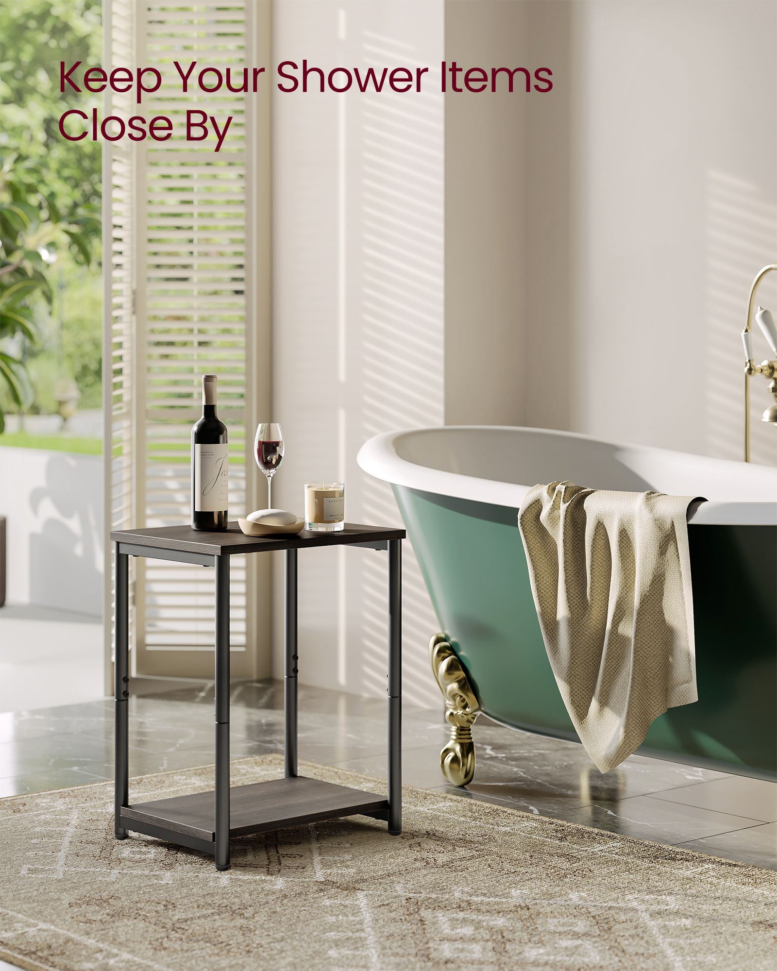 2-Tier Side Tables - Steel Frame - Chestnut Brown - Timeless Color Options