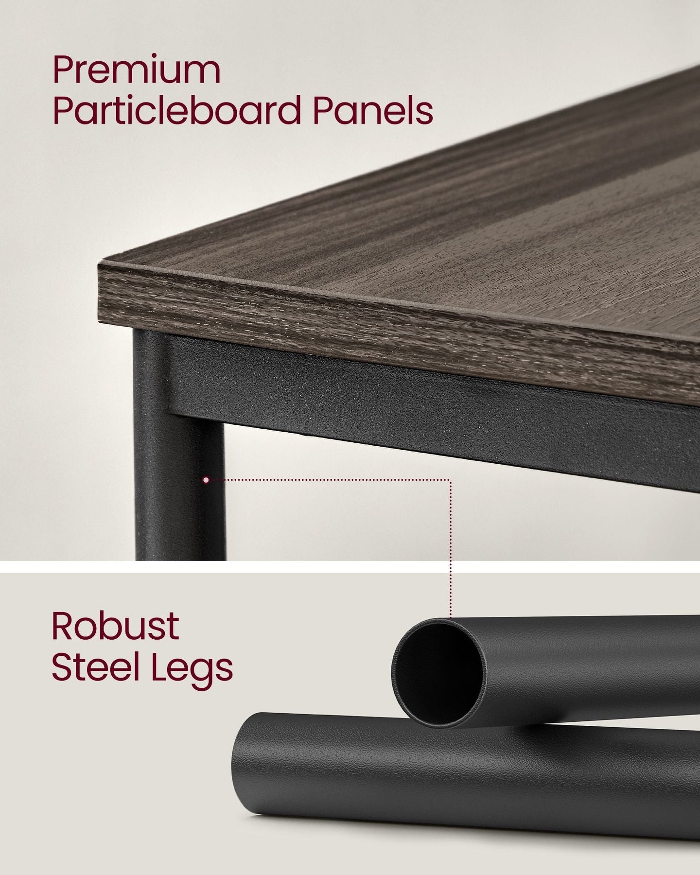 2-Tier Side Tables - Steel Frame - Chestnut Brown - Timeless Color Options